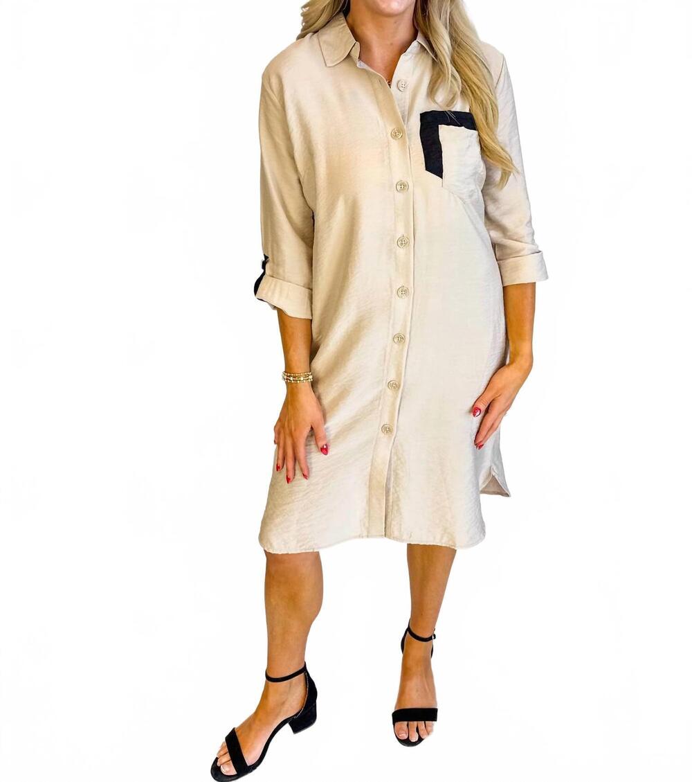 NEW DOLCEZZA dani midi shirt dress in taupe